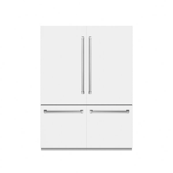 ZLINE 60 in. 32.2 cu. ft. French Door Built-In Bottom Freezer Refrigerator with Water Dispensers and Ice Makers in White Matte with Graphite Gray Interior (GRBIV-WM-60)