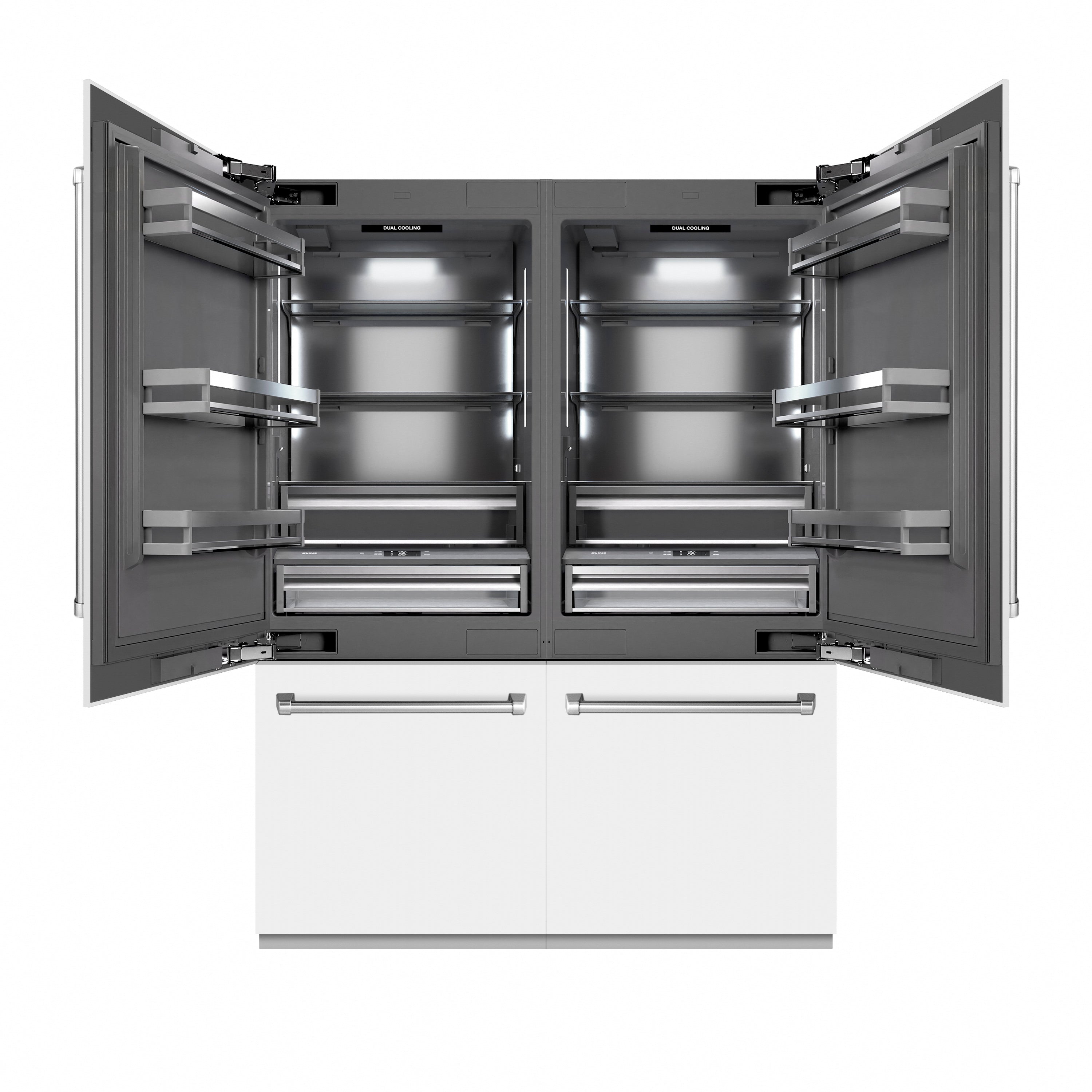 ZLINE 60 in. 32.2 cu. ft. French Door Built-In Bottom Freezer Refrigerator with Water Dispensers and Ice Makers in White Matte with Graphite Gray Interior (GRBIV-WM-60)