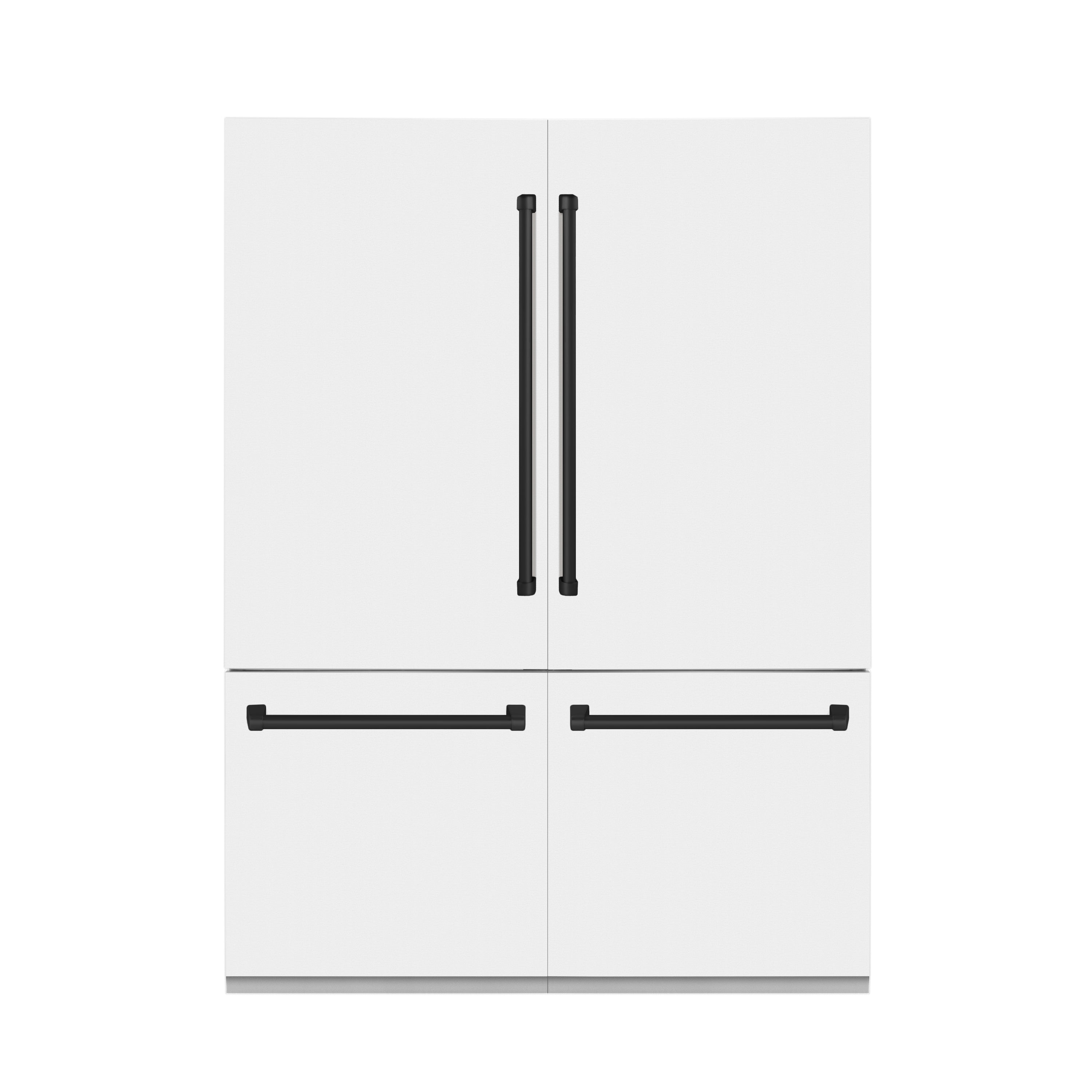 ZLINE Autograph Edition 60 in. 32.2 cu. ft. French Door Built-In Bottom Freezer Refrigerator with Water Dispenser and Ice Maker in White Matte with Matte Black Accents (RBIVZ-WM-60-MB)