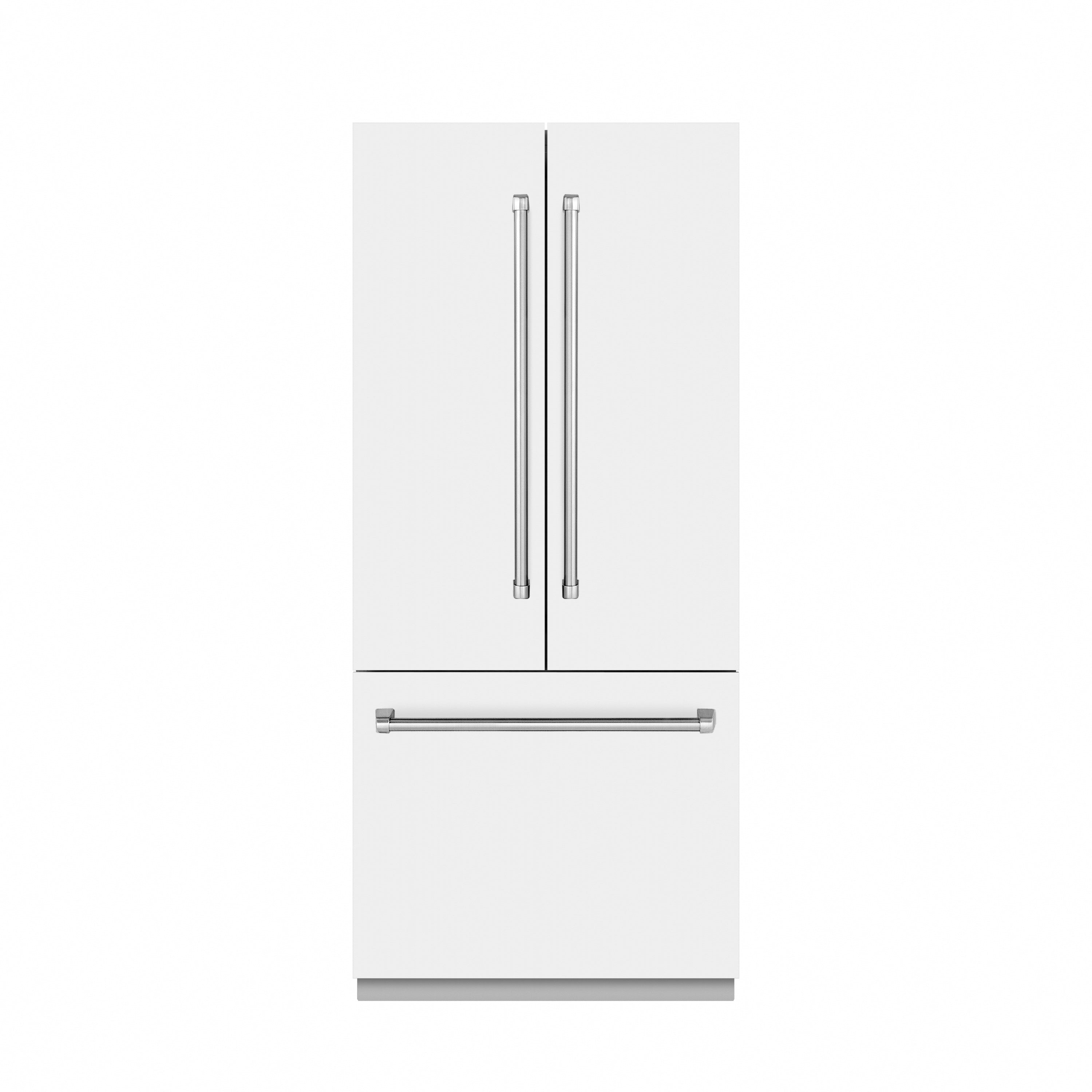 ZLINE 36 in. 19.6 cu. ft. French Door Built-In Bottom Freezer Refrigerator with Water Dispenser and Ice Maker in White Matte with Stainless Steel Interior (SRBIV-WM-36)