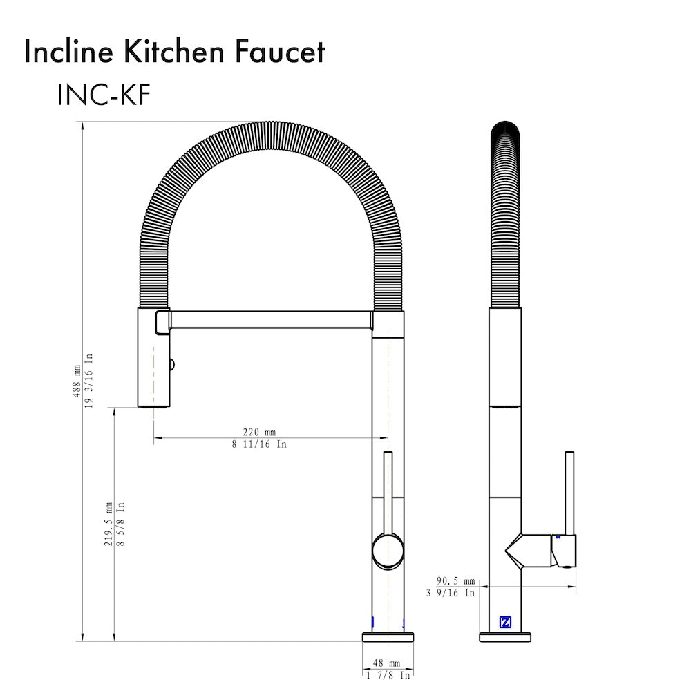 ZLINE Incline Kitchen Faucet in Champagne Bronze (INC-KF-CB)