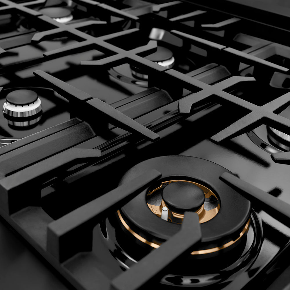 ZLINE 48 in. Classic Gas Rangetop with 8 Burners and Porcelain Cooktop in Black Stainless Steel (RTB2-48)