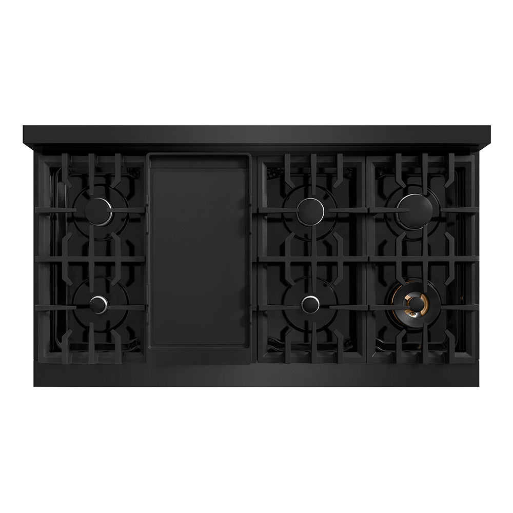 ZLINE 48 in. Classic Gas Rangetop with 8 Burners and Porcelain Cooktop in Black Stainless Steel (RTB2-48)