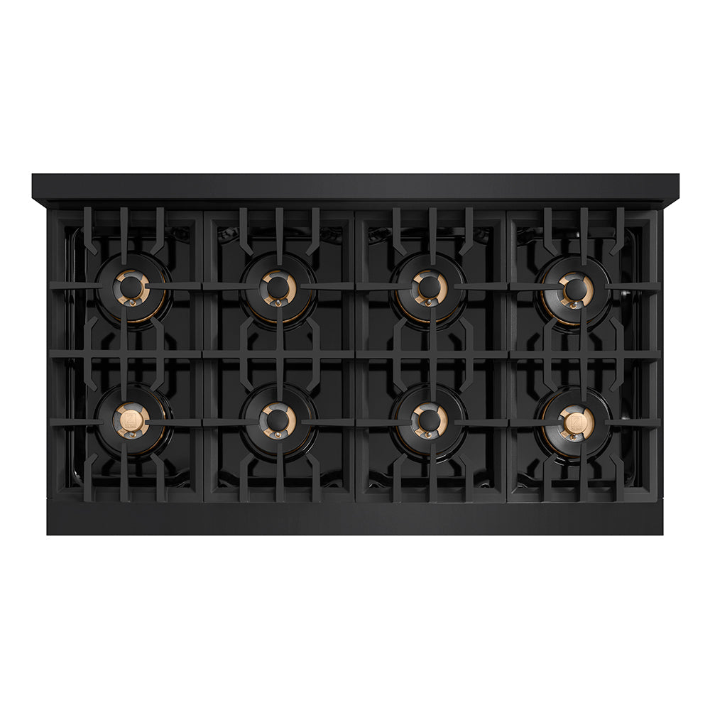 ZLINE Autograph Edition 48 in. Classic Gas Rangetop with 8 Burner DuoPro™ Cooktop in Black Stainless Steel and Champagne Bronze Accents (PCRTBZ-48-CB)