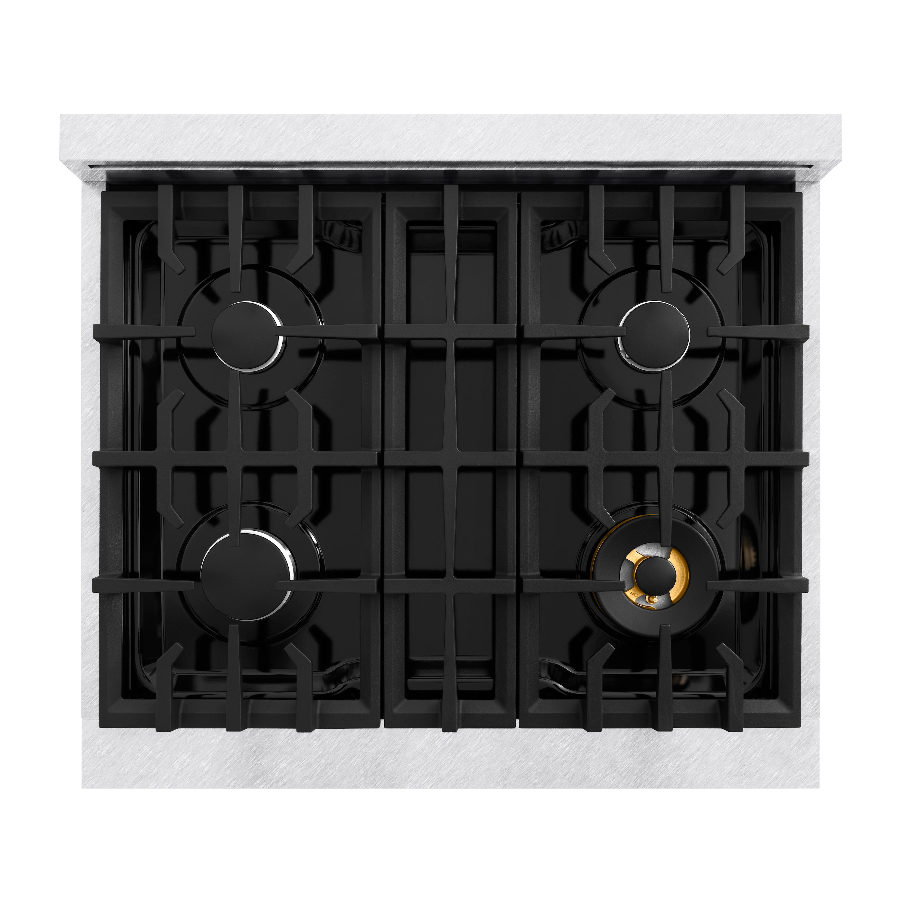 ZLINE 30 in. 4.2 cu. ft. Classic Dual Fuel Range with 4 Burner Gas Cooktop and Electric Convection Oven in Satin Stainless Steel with Black Matte Door (CDRS-BLM-30)