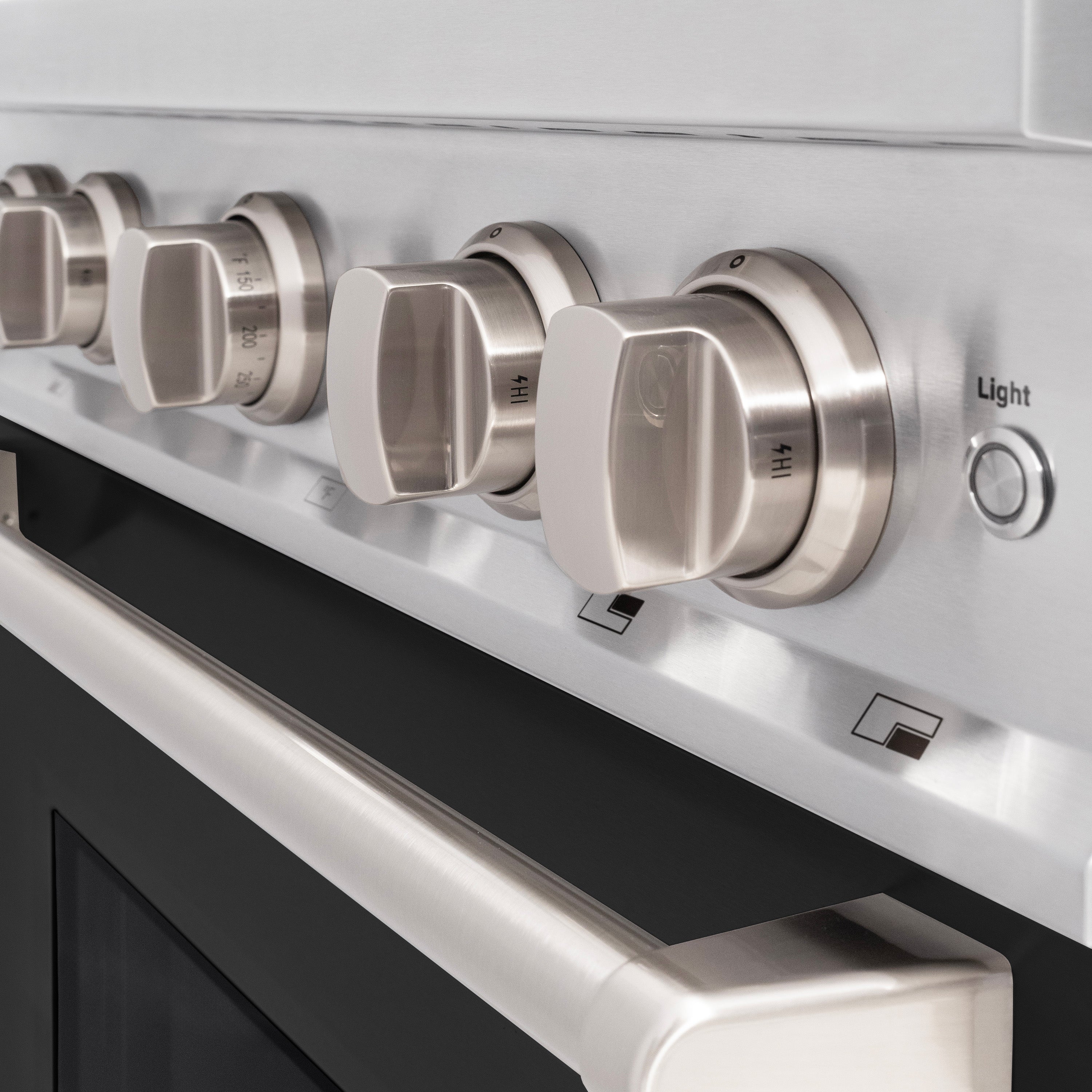 ZLINE 30 in. 4.2 cu. ft. Classic Gas Range with 4 Burner Cooktop and Convection Gas Oven in Satin Stainless Steel with Black Matte Door (CGRS-BLM-30)