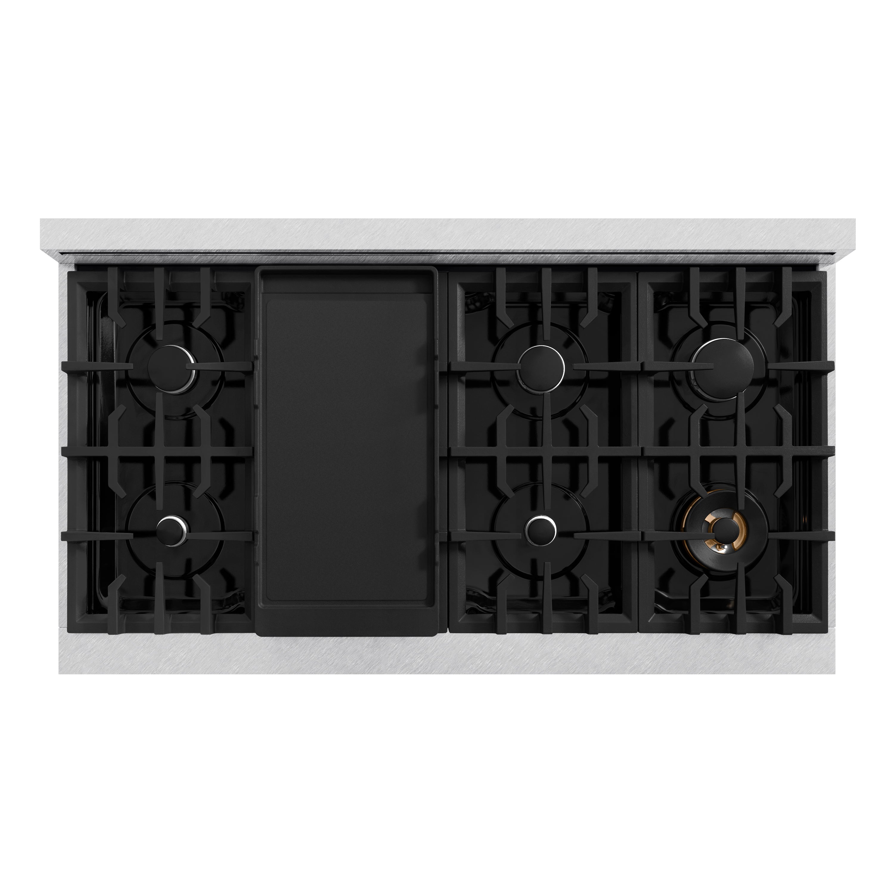 ZLINE 48 in. 6.7 cu. ft. Classic Double Oven Gas Range with 8 Burner Cooktop in Satin Stainless Steel with Black Matte Doors (CGRS-BLM-48)