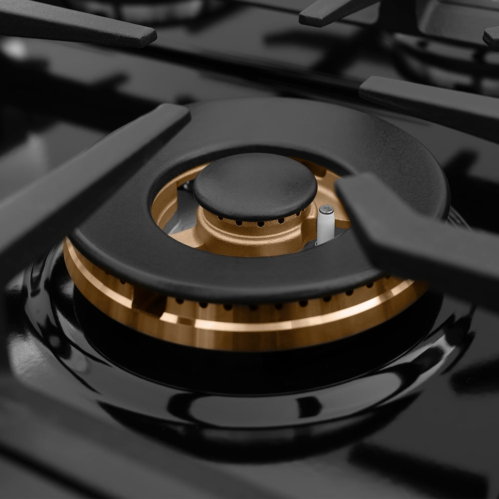 ZLINE 36 in. Classic Gas Rangetop with 6 Brass Burners and Porcelain Cooktop in Stainless Steel with Griddle (RT-BR-GR-36)