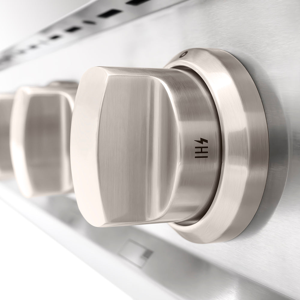 ZLINE 36 in. Classic Gas Rangetop with 6 Brass Burners and Porcelain Cooktop in Stainless Steel with Griddle (RT-BR-GR-36)