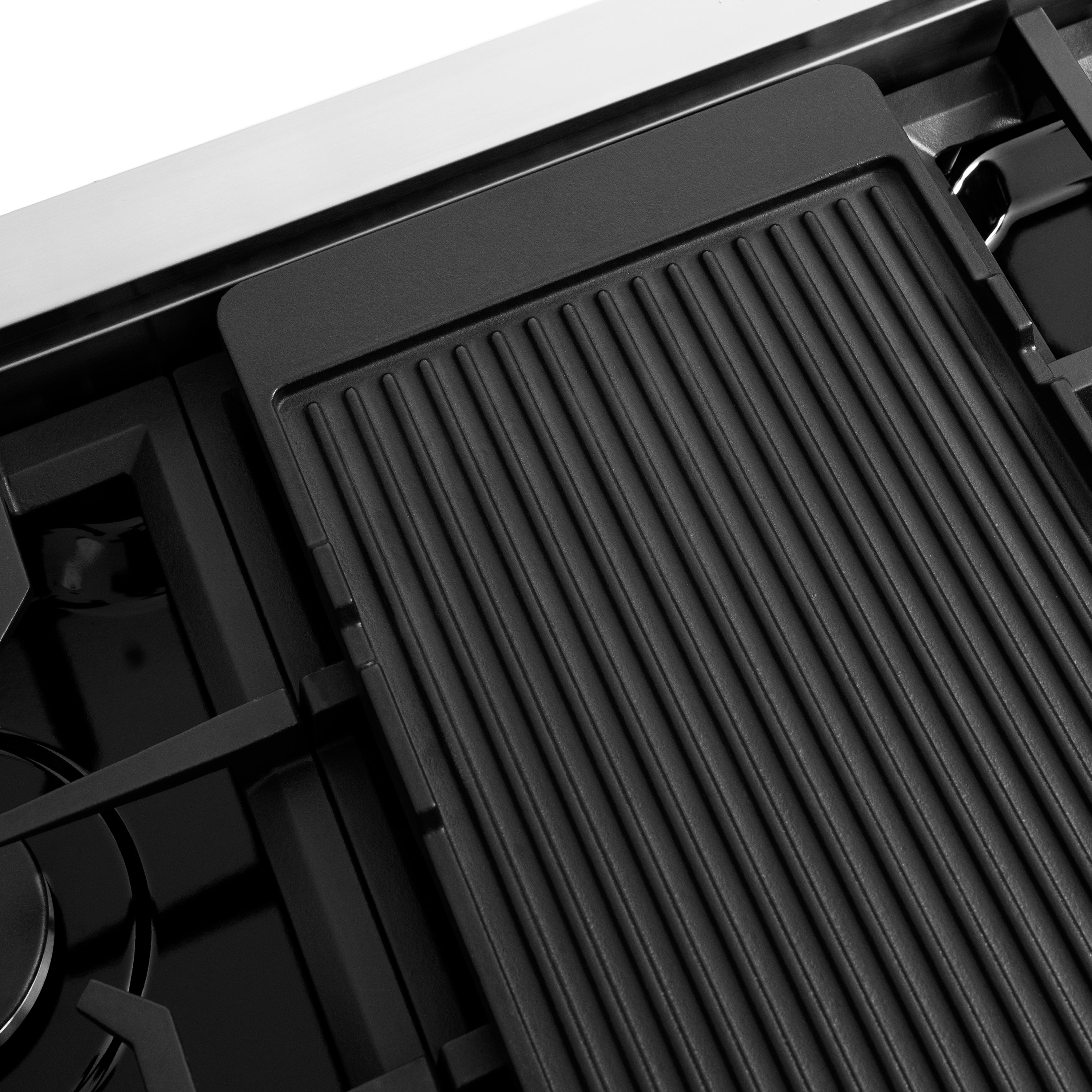 ZLINE 48 in. Classic Gas Rangetop with 8 Burners and Porcelain Cooktop in Stainless Steel with Griddle (RT-GR-48)