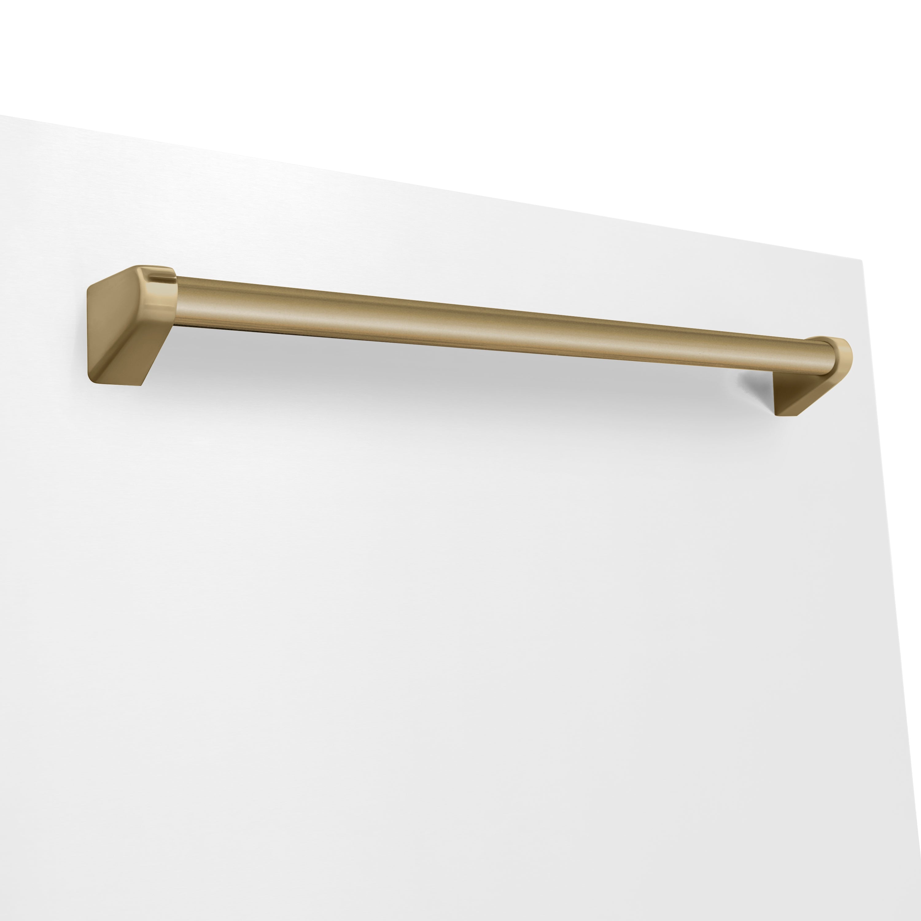 ZLINE Autograph Edition 36 in. Kitchen Package with Stainless Steel Dual Fuel Range with White Matte Door, Range Hood and Dishwasher with Champagne Bronze Accents (3AKP-RAWMRHDWM36-CB)