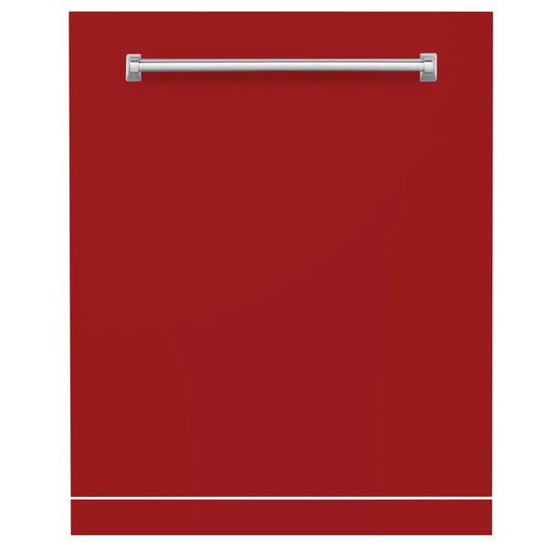 ZLINE 24" Monument Dishwasher Panel in Red Gloss with Traditional Handle (DPMT-RG-24)