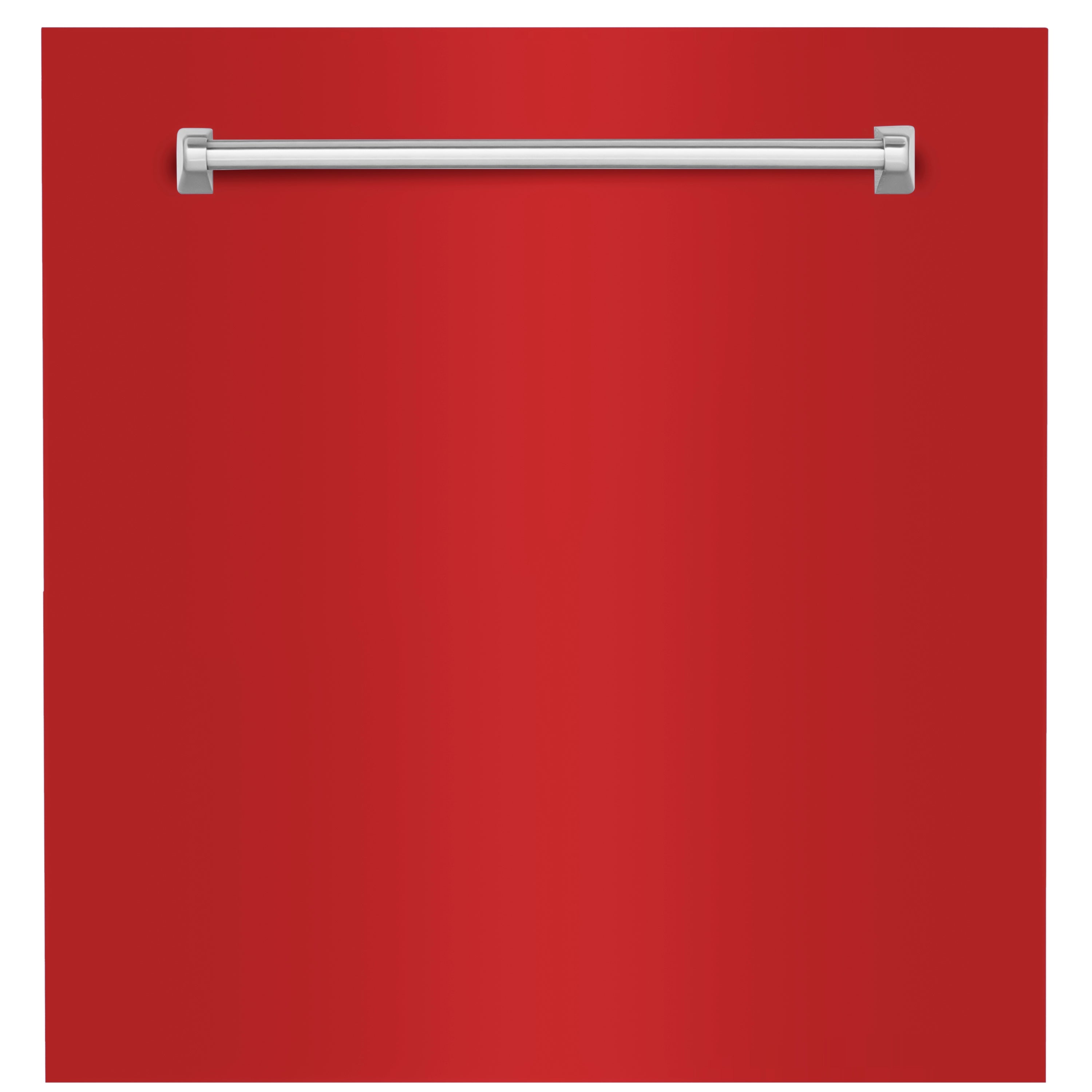 ZLINE 24" Monument Dishwasher Panel in Red Matte with Traditional Handle (DPMT-RM-24)