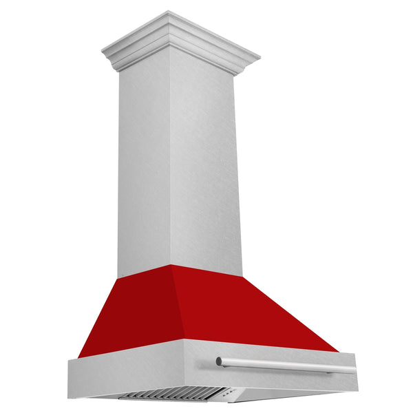 ZLINE 30" Fingerprint Resistant Stainless Steel Range Hood with Red Matte Shell (8654SNX-RM30)