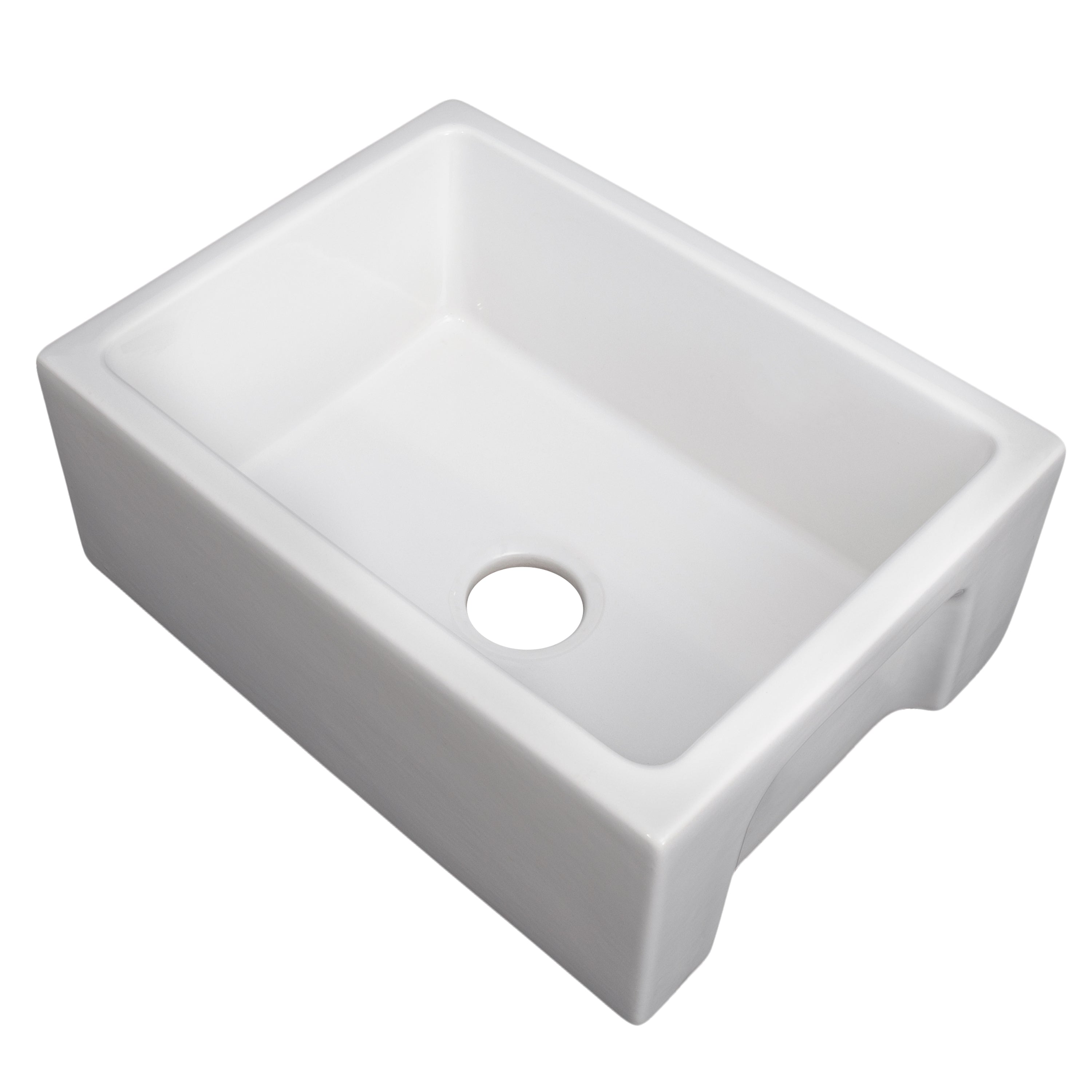 ZLINE 24 in. Venice Farmhouse Apron Front Reversible Single Bowl Fireclay Kitchen Sink with Bottom Grid in White Gloss (FRC5120-WH-24)