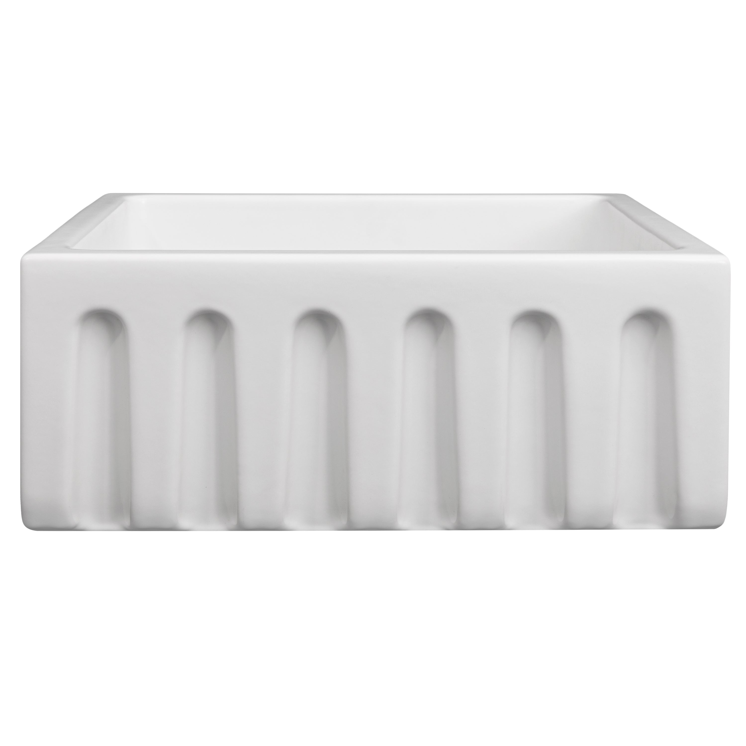 ZLINE 24 in. Venice Farmhouse Apron Front Reversible Single Bowl Fireclay Kitchen Sink with Bottom Grid in White Matte (FRC5120-WM-24)