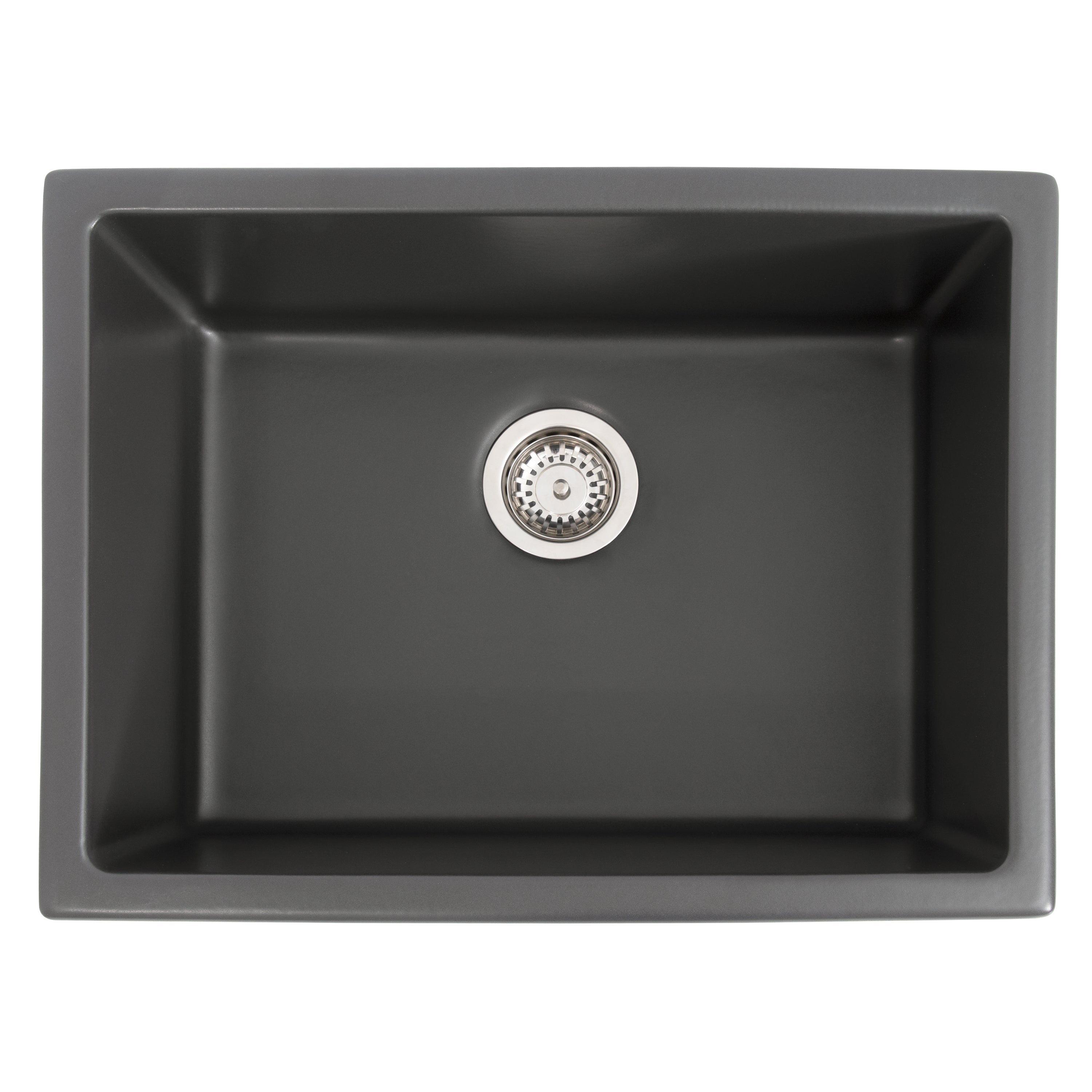 ZLINE 24 in. Rome Dual Mount Single Bowl Fireclay Kitchen Sink with Bottom Grid in Charcoal (FRC5123-CL-24)