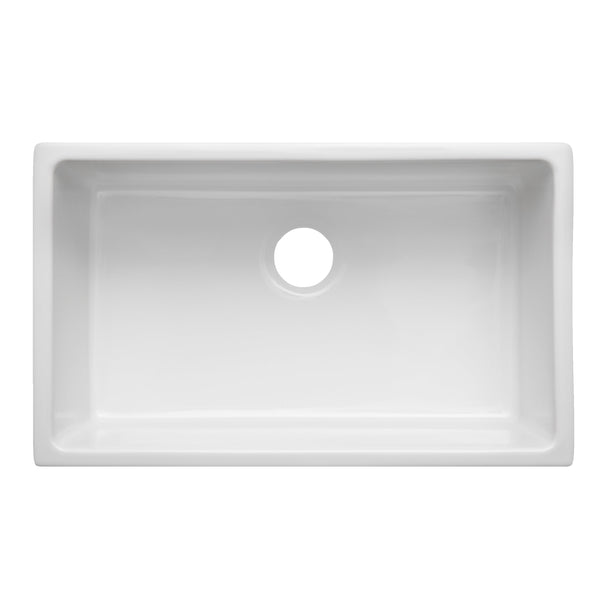 ZLINE 30 in. Rome Dual Mount Single Bowl Fireclay Kitchen Sink with Bottom Grid in White Gloss (FRC5124-WH-30)