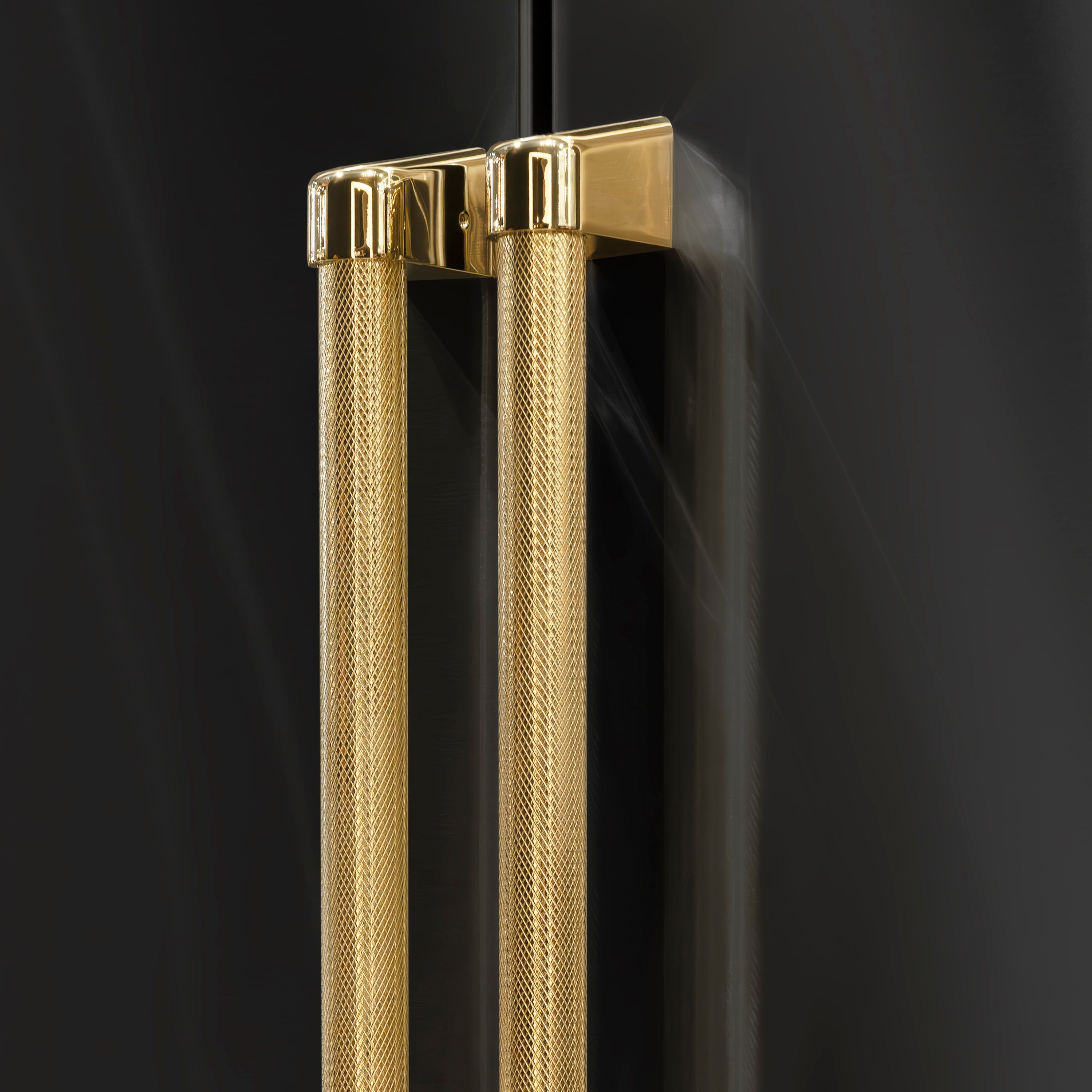 ZLINE Autograph Edition 36 in. 28.9 cu. ft. Standard-Depth French Door External Water Dispenser Refrigerator with Dual Ice Maker in Fingerprint-Resistant Black Stainless Steel and Polished Gold Helix Handles (RSMZ-W-36-BS-KG)