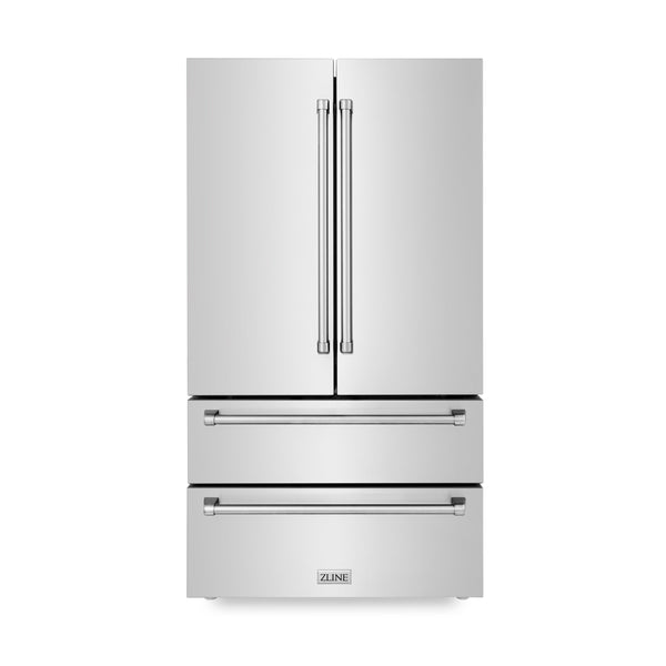 ZLINE 36" 22.5 cu. ft 4-Door French Door Refrigerator with Ice Maker and Water Filter in Fingerprint Resistant Stainless Steel (RFM-WF-36)