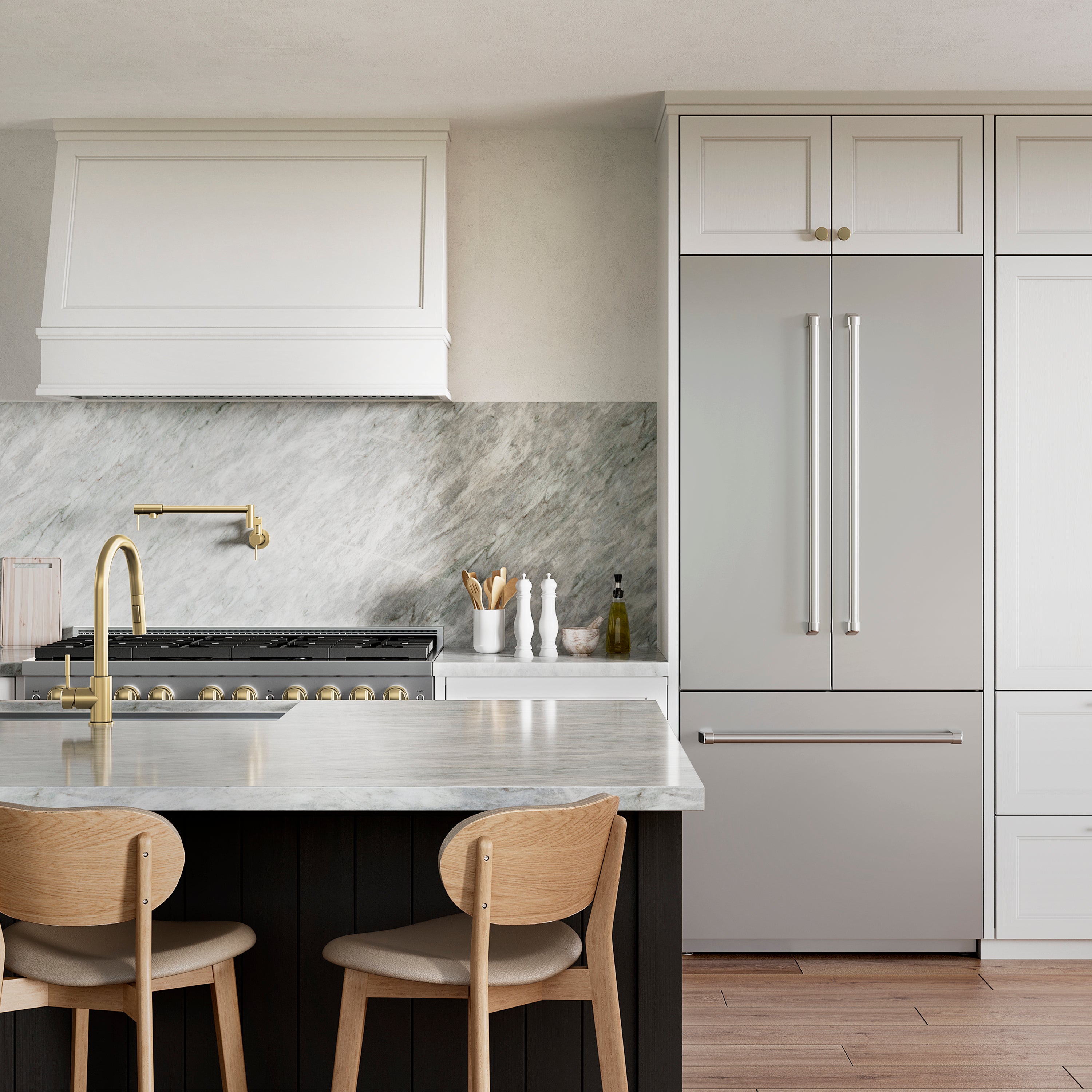 ZLINE 36 in. 19.6 cu. ft. French Door Built-In Bottom Freezer Refrigerator with Water Dispenser and Ice Maker in Stainless Steel with Stainless Steel Interior (SRBIV-304-36)