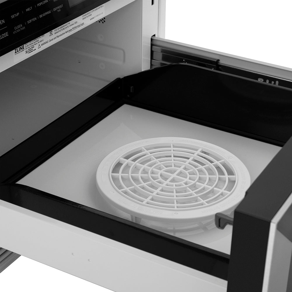 ZLINE Autograph Edition 24 in. 1.2 cu. ft. Built-in Microwave Drawer in Stainless Steel and Polished Nickel Helix Handle (MWDZ-1-H-KPN)