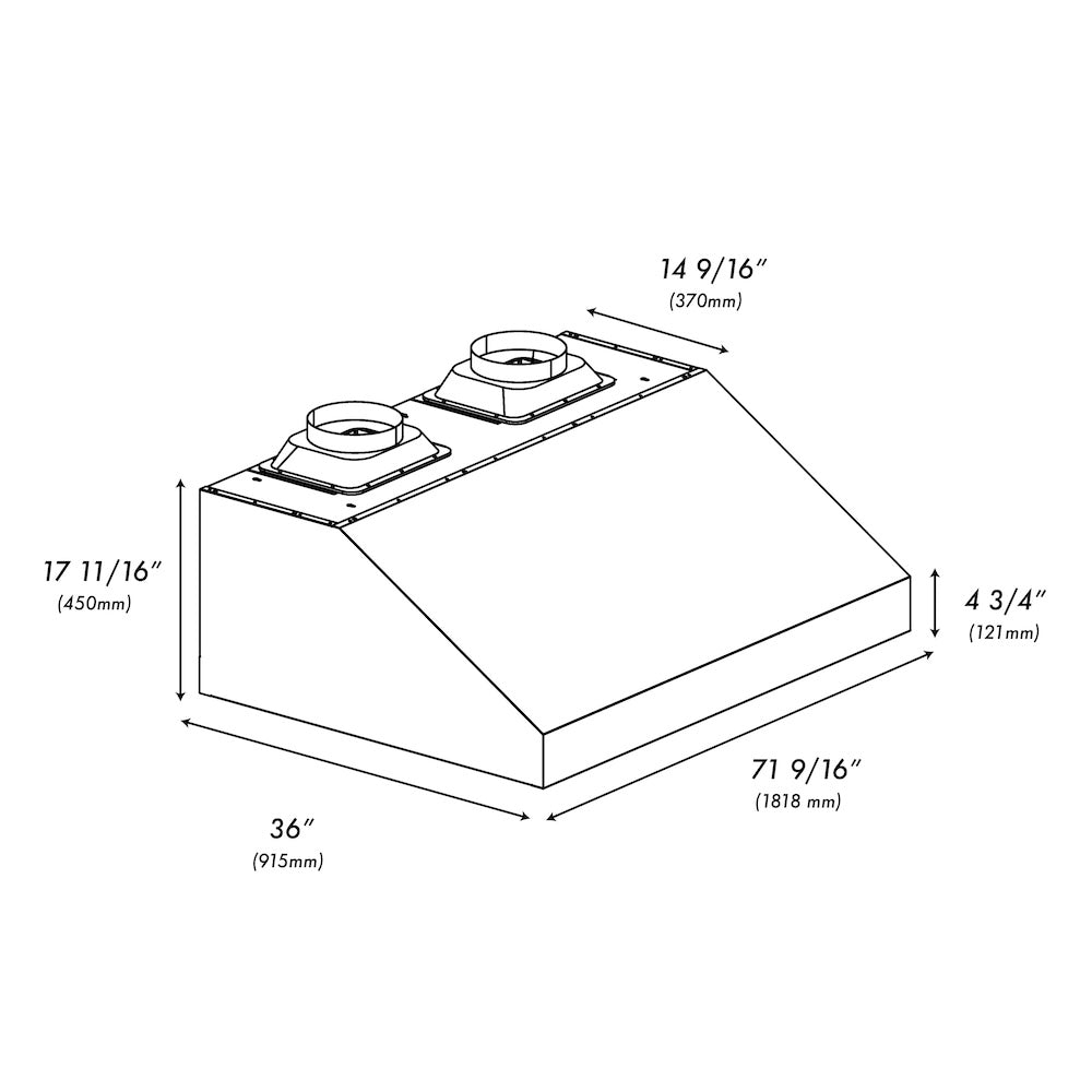 ZLINE 72 in. Under Cabinet Outdoor Grill Hood (GOU1-72)