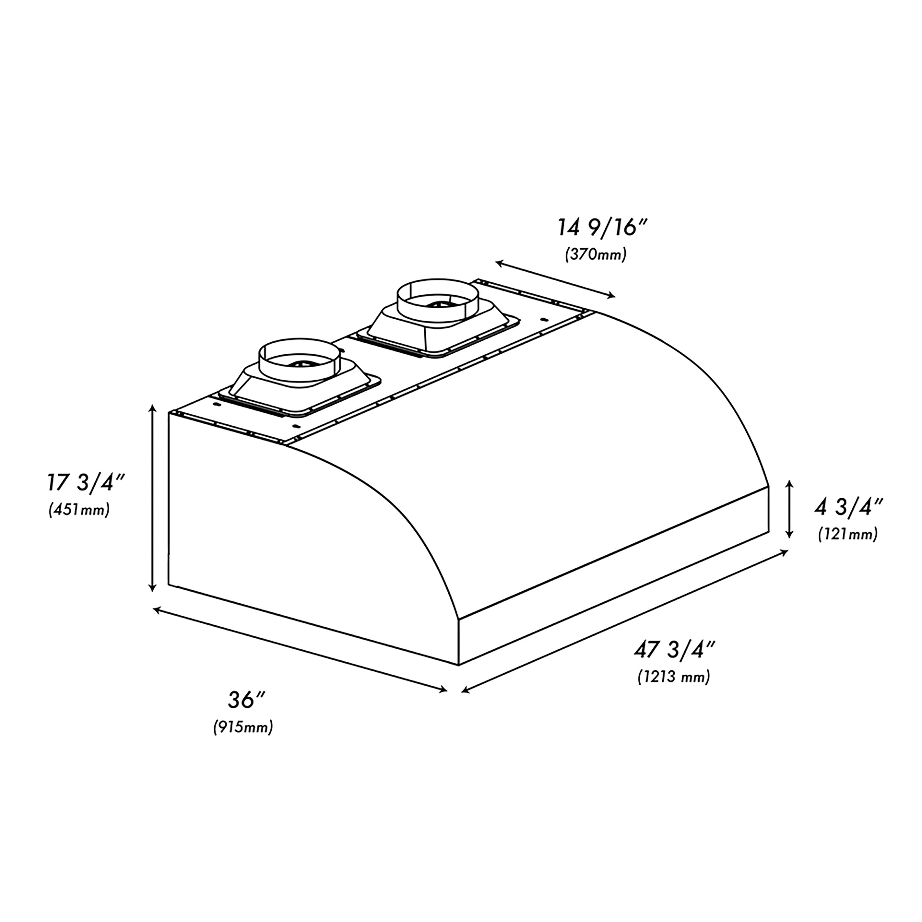 ZLINE 48 in. Under Cabinet Outdoor Grill Hood (GOU2-48)