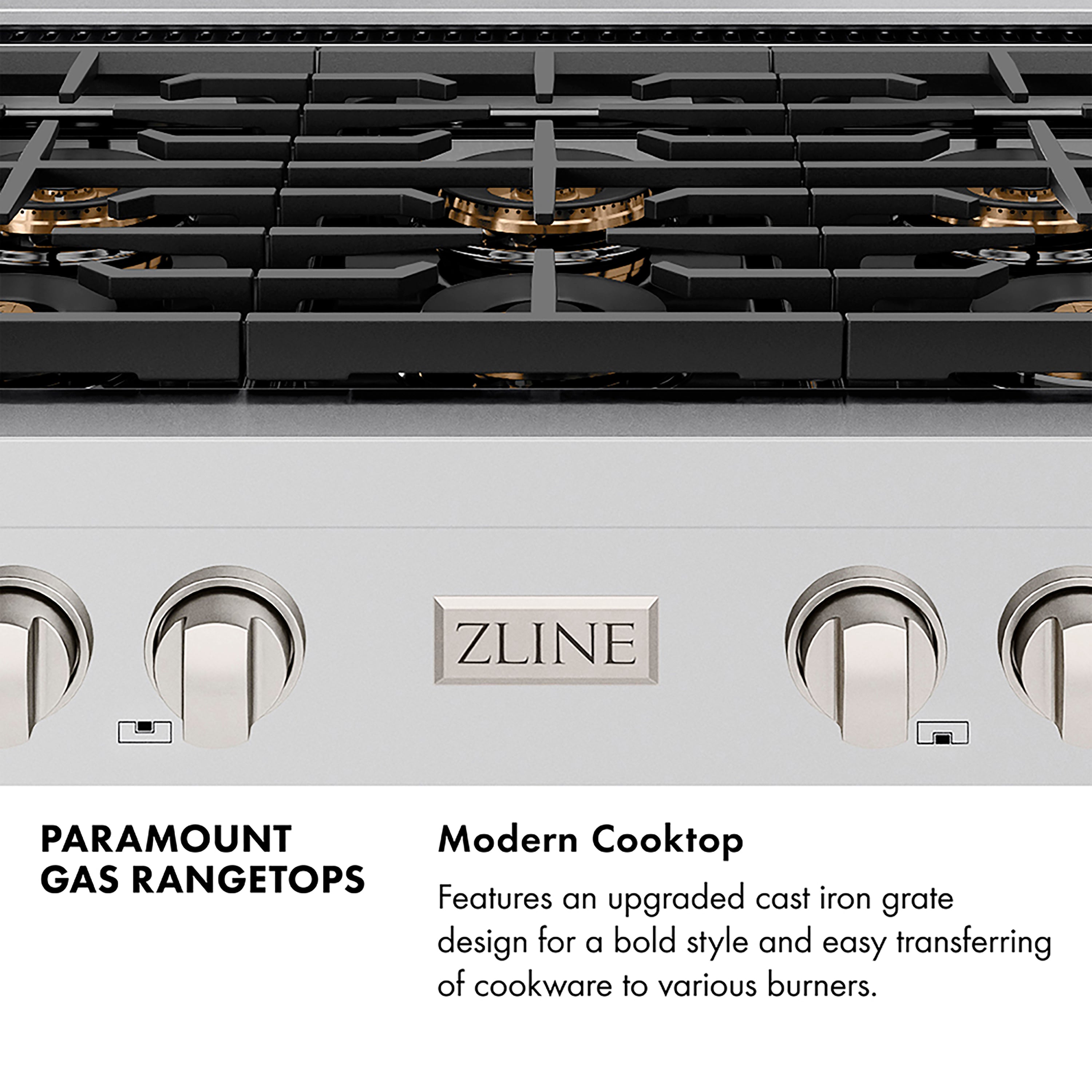 ZLINE Autograph Edition 30 in. Paramount Gas Rangetop with 4 Burner DuoPro™ Cooktop in Stainless Steel and Polished Gold Accents (PSRTZ-30-G)