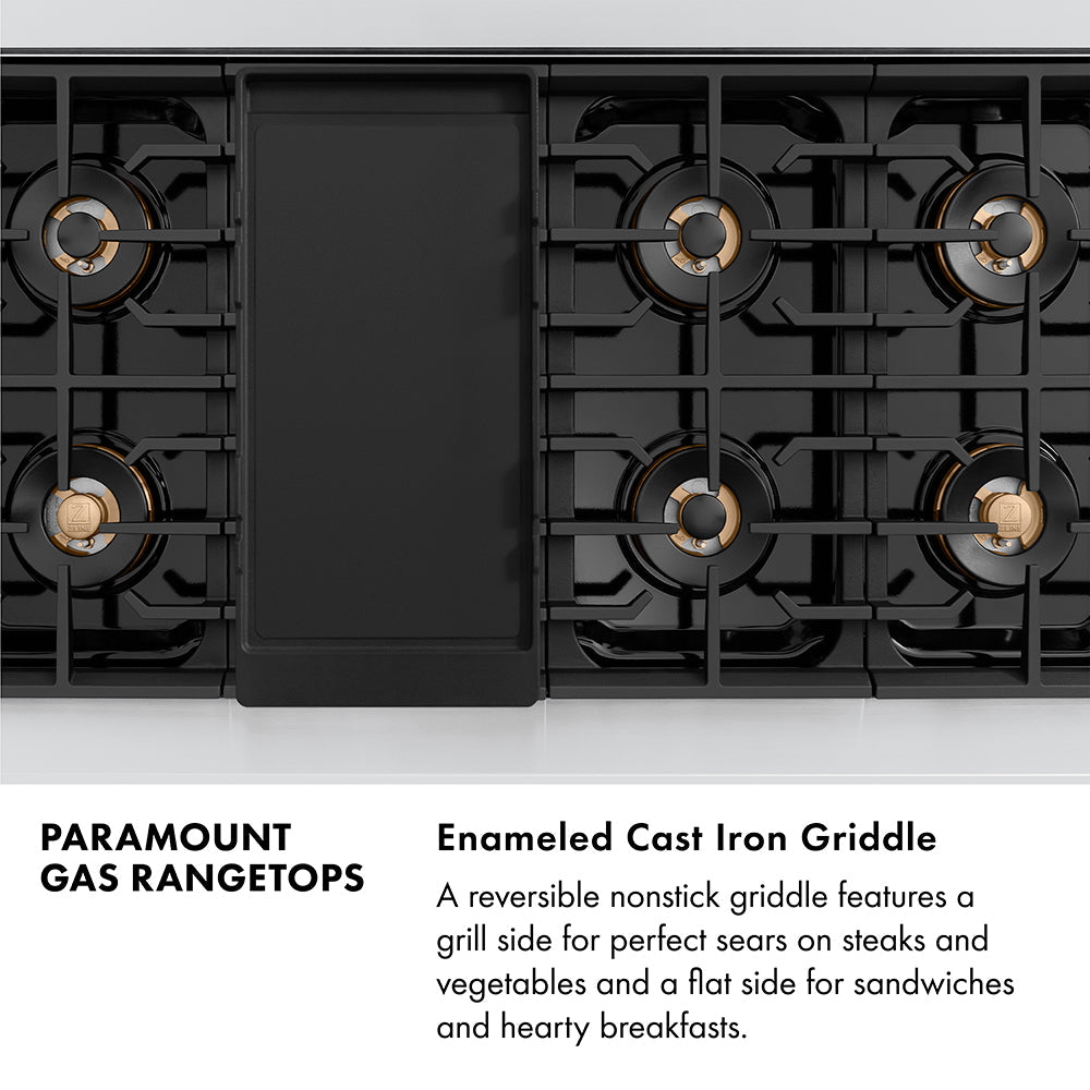 ZLINE Autograph Edition 48 in. Paramount Gas Rangetop with 8 Burner DuoPro™ Cooktop in Satin Stainless Steel and Champagne Bronze Accents (PSRTSZ-48-CB)