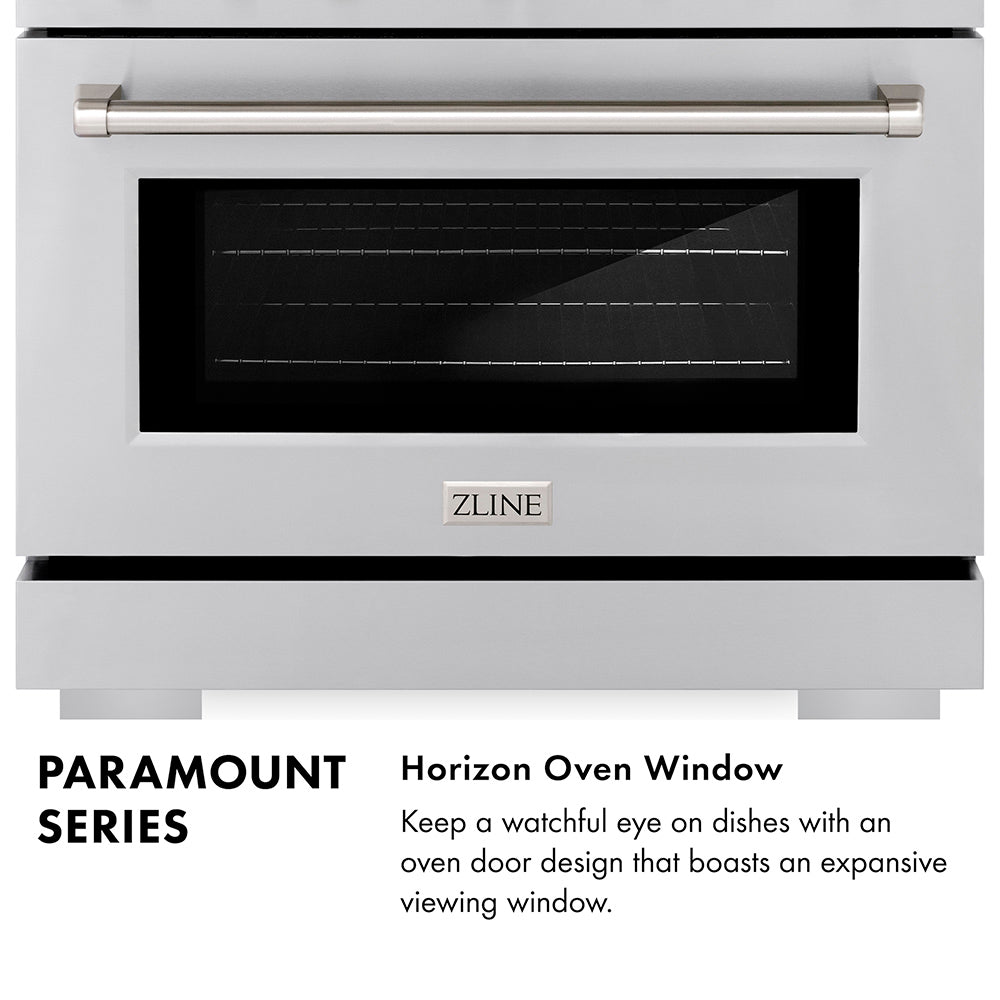 ZLINE 30 in. 4.2 cu. ft. Paramount Dual Fuel Range with 4 Burner DuoPro™ Cooktop and Electric Convection Oven with Black Matte Door (PSDR-BLM-30)