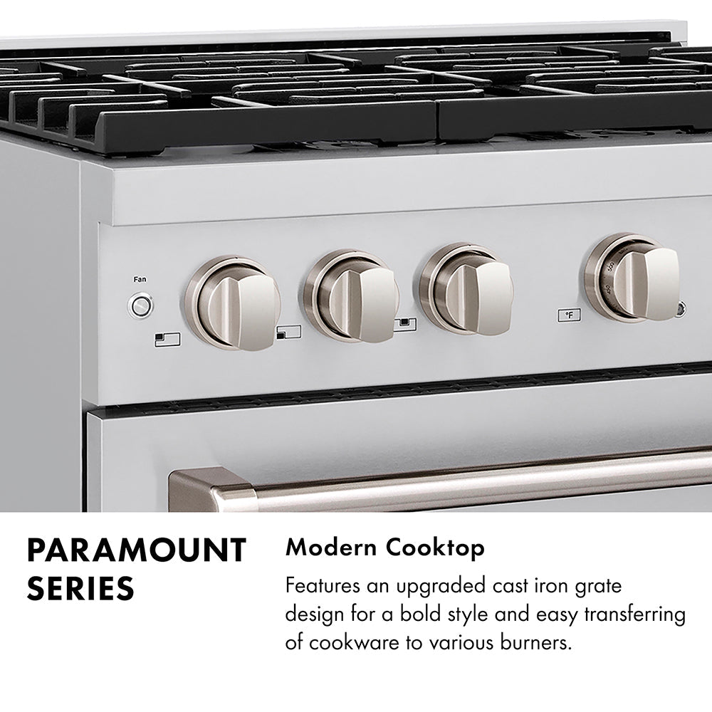 ZLINE 36 in. 5.2 cu. ft. Paramount Dual Fuel Range with 6 Burner DuoPro™ Cooktop and Electric Convection Oven with White Matte Door (PSDR-WM-36)