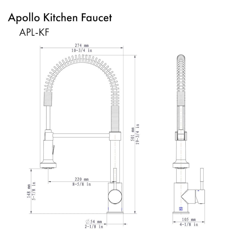 ZLINE Apollo Pull Down Spring Kitchen Faucet in Polished Gold (APL-KF-PG)