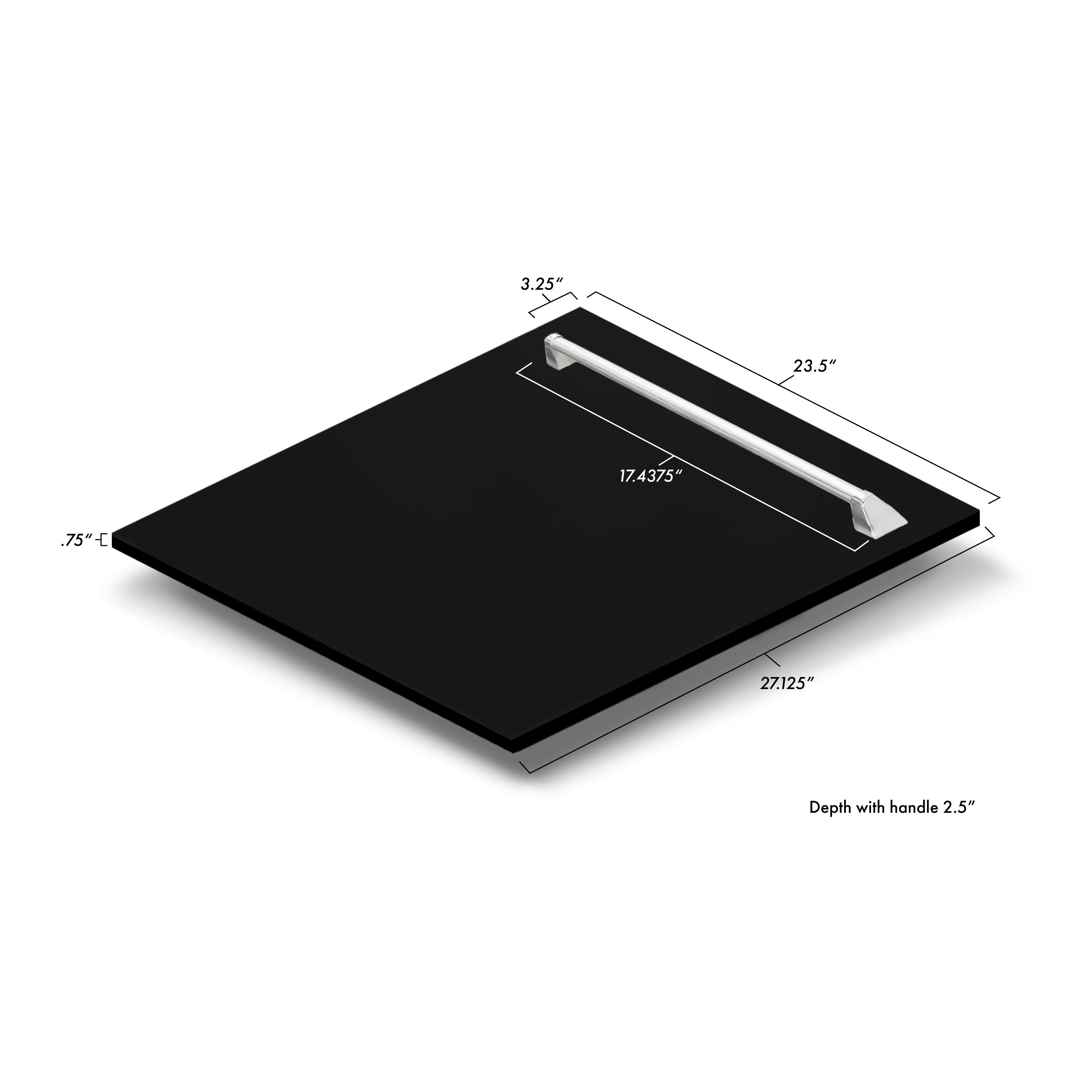 ZLINE 24" Tallac Dishwasher Panel in Black Matte with Traditional Handle (DPV-BLM-24)