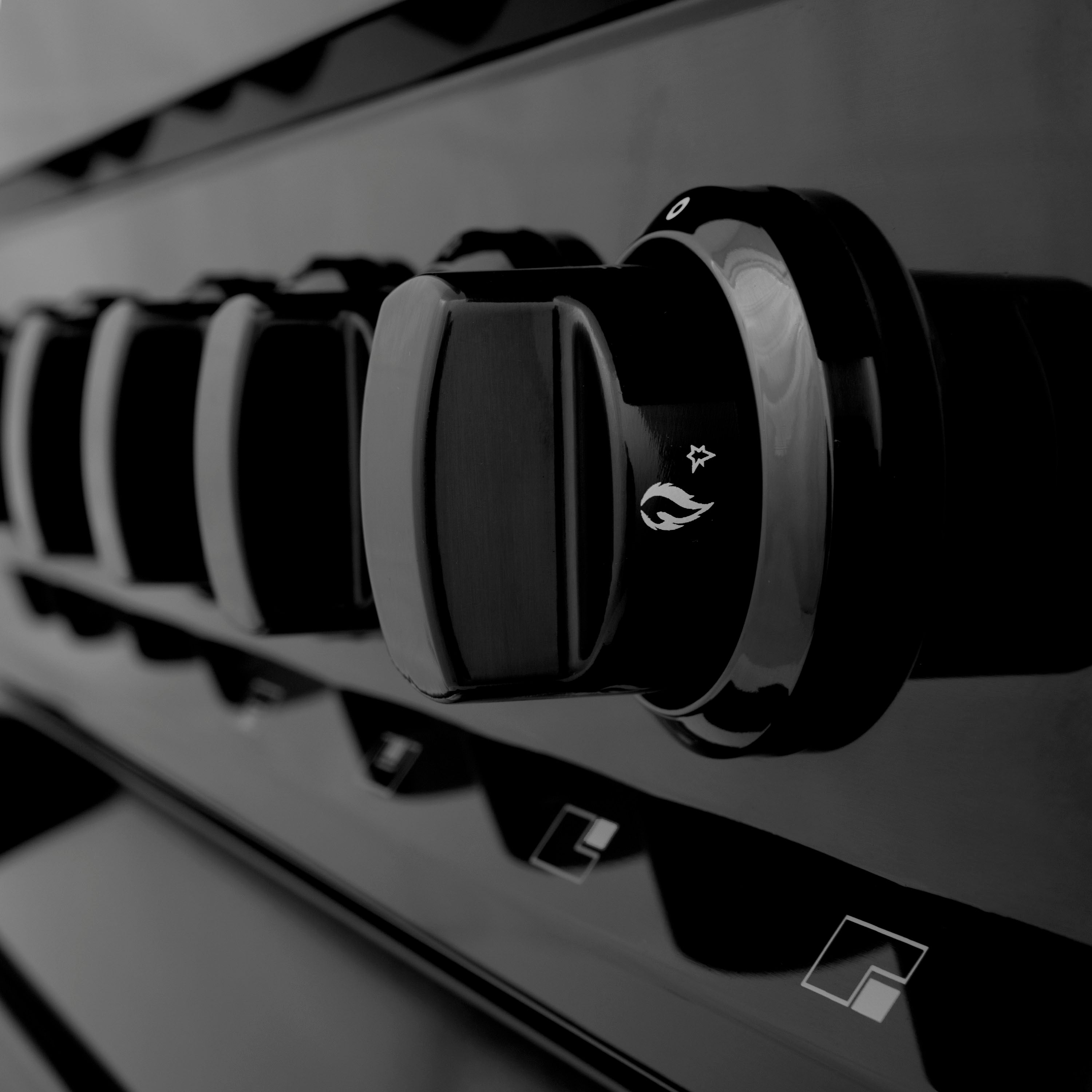 ZLINE 48 in. 6.0 cu. ft. Legacy Dual Fuel Range with 7 Burner Gas Cooktop and 2 Electric Ovens in Black Stainless Steel (RAB-48)