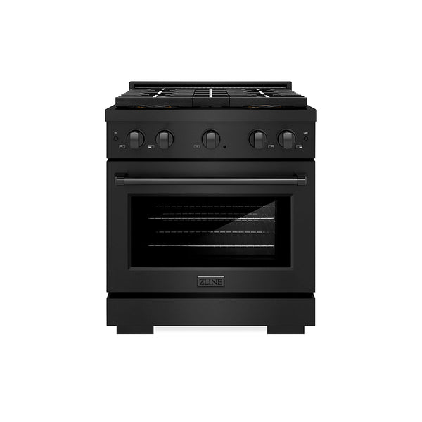 ZLINE 30 in. 4.2 cu. ft. Paramount Dual Fuel Range with 4 Burner DuoPro™ Cooktop and Electric Convection Oven in Black Stainless Steel (PSDRB-30)