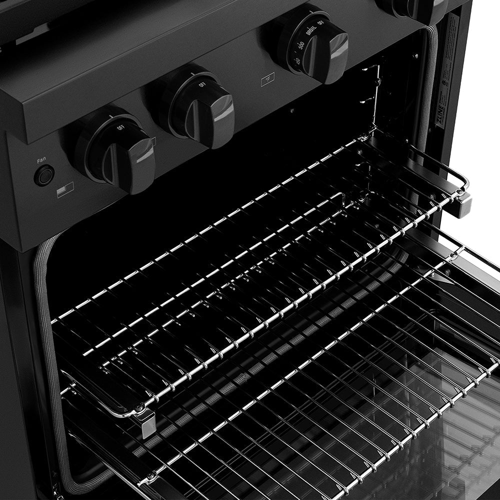 ZLINE 30 in. 4.2 cu. ft. Paramount Dual Fuel Range with 4 Burner DuoPro™ Cooktop and Electric Convection Oven in Black Stainless Steel (PSDRB-30)