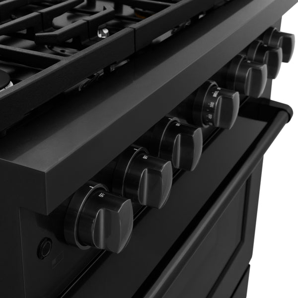 ZLINE 36 in. 5.2 cu. ft. 6 Burner Gas Range with Convection Gas Oven in Black Stainless Steel (SGRB-36)