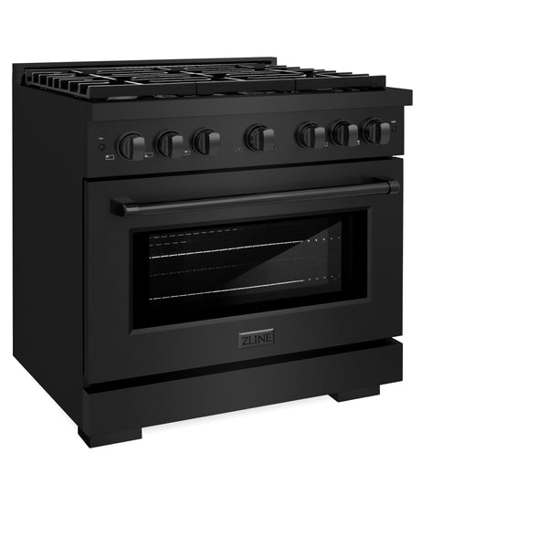 ZLINE 36 in. 5.2 cu. ft. 6 Burner Gas Range with Convection Gas Oven in Black Stainless Steel (SGRB-36)