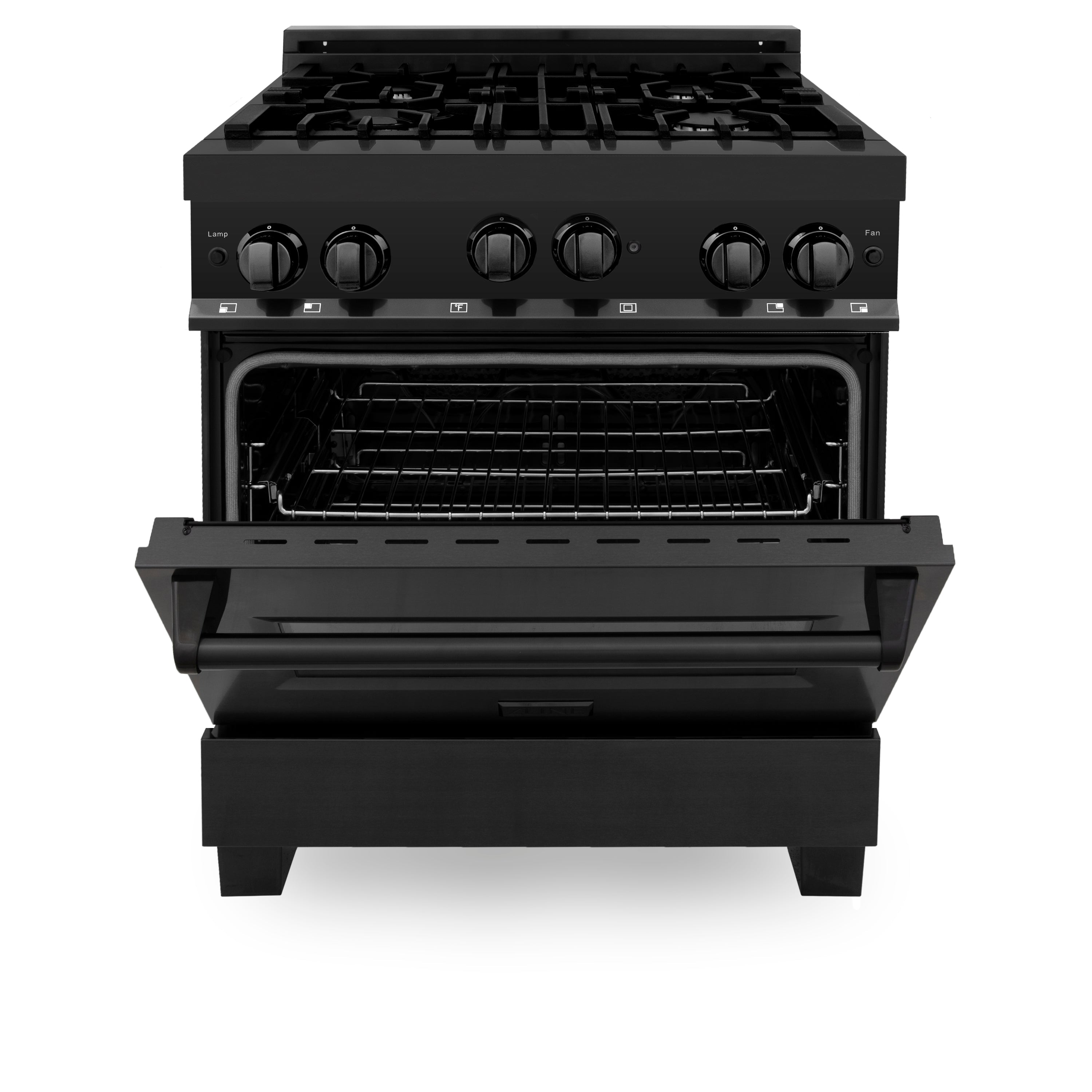 ZLINE 30 in. 4.0 cu. ft. Range with Natural Gas Stove and Natural Gas Oven in Black Stainless Steel (RGB-30)