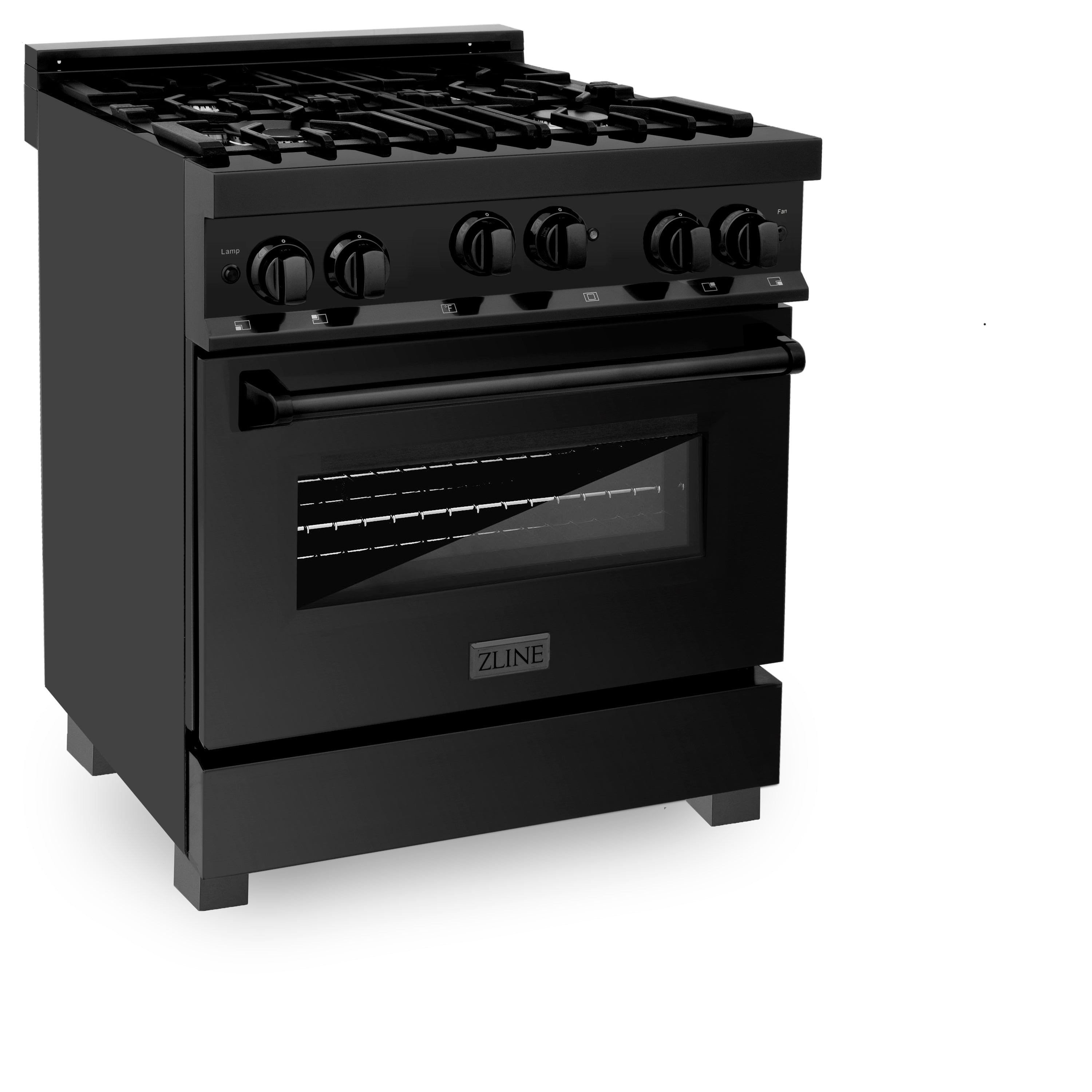 ZLINE 30 in. 4.0 cu. ft. Range with Natural Gas Stove and Natural Gas Oven in Black Stainless Steel (RGB-30)