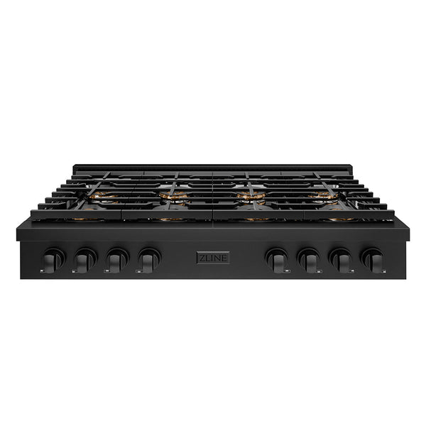 ZLINE 48 in. Paramount Gas Rangetop with 8 Burner DuoPro™ Cooktop in Black Stainless Steel (PSRTB-48)