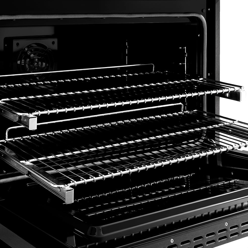 ZLINE 36 in. 5.2 cu. ft. Paramount Dual Fuel Range with 6 Burner Gas Cooktop and Electric Convection Oven in Black Satin Stainless Steel (SDRBS-36)