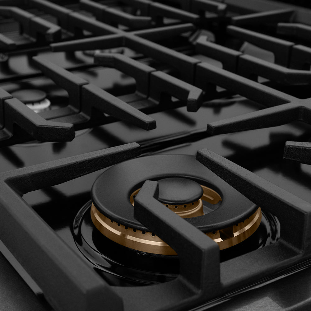 ZLINE 48 in. 6.7 cu. ft. Paramount Double Oven Dual Fuel Range with 8 Burner Gas Cooktop in Black Satin Stainless Steel (SDRBS-48)