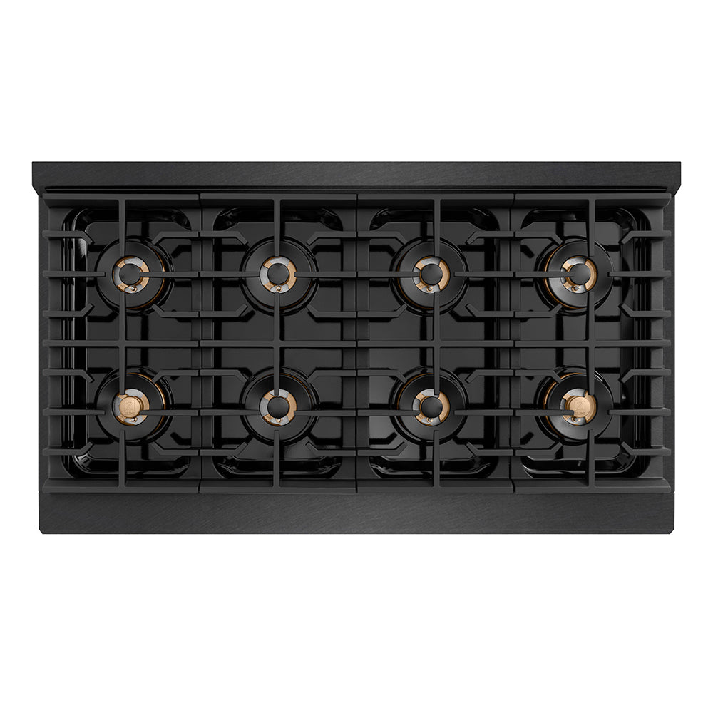 ZLINE 48 in. 6.7 cu. ft. Paramount Dual Fuel Range with 8 Burner DuoPro™ Cooktop and Dual Ovens in Black Satin Stainless Steel (PSDRBS-48)