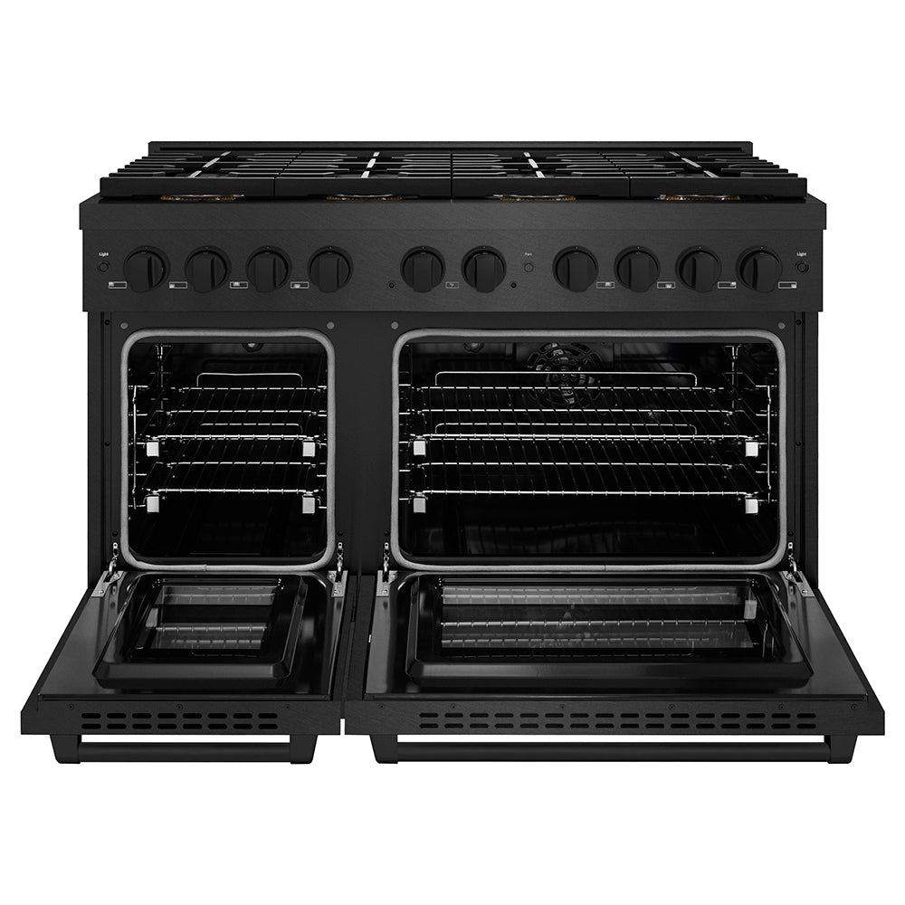 ZLINE 48 in. 6.7 cu. ft. Paramount Dual Fuel Range with 8 Burner DuoPro™ Cooktop and Dual Ovens in Black Satin Stainless Steel (PSDRBS-48)