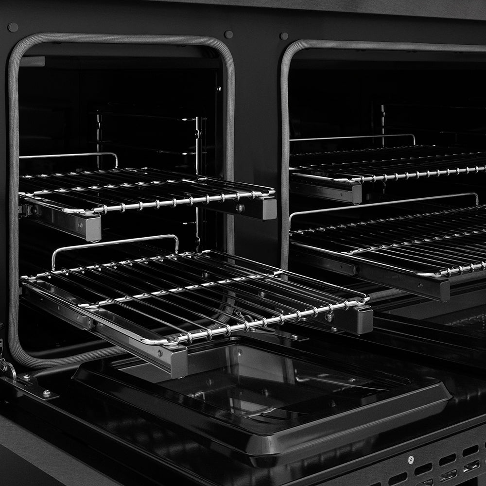 ZLINE Autograph Edition 48 in. 6.7 cu. ft. Paramount Dual Fuel Range with 8 Burner DuoPro™ Cooktop and Dual Ovens in Black Satin Stainless Steel and Champagne Bronze Accents (PSDRBSZ-48-CB)