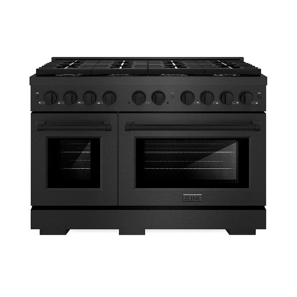 ZLINE 48 in. 6.7 cu. ft. Paramount Gas Range with 8 Burner DuoPro™ Cooktop and Dual Ovens in Black Satin Stainless Steel (PSGRBS-48)