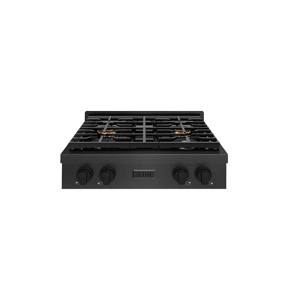 ZLINE 30 in. Paramount Gas Rangetop with 4 Burner DuoPro™ Cooktop in Black Satin Stainless Steel (PSRTBS-30)