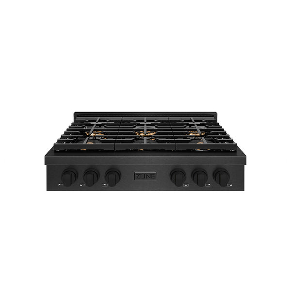 ZLINE 36 in. Paramount Gas Rangetop with 6 Burner DuoPro™ Cooktop in Black Satin Stainless Steel (PSRTBS-36)